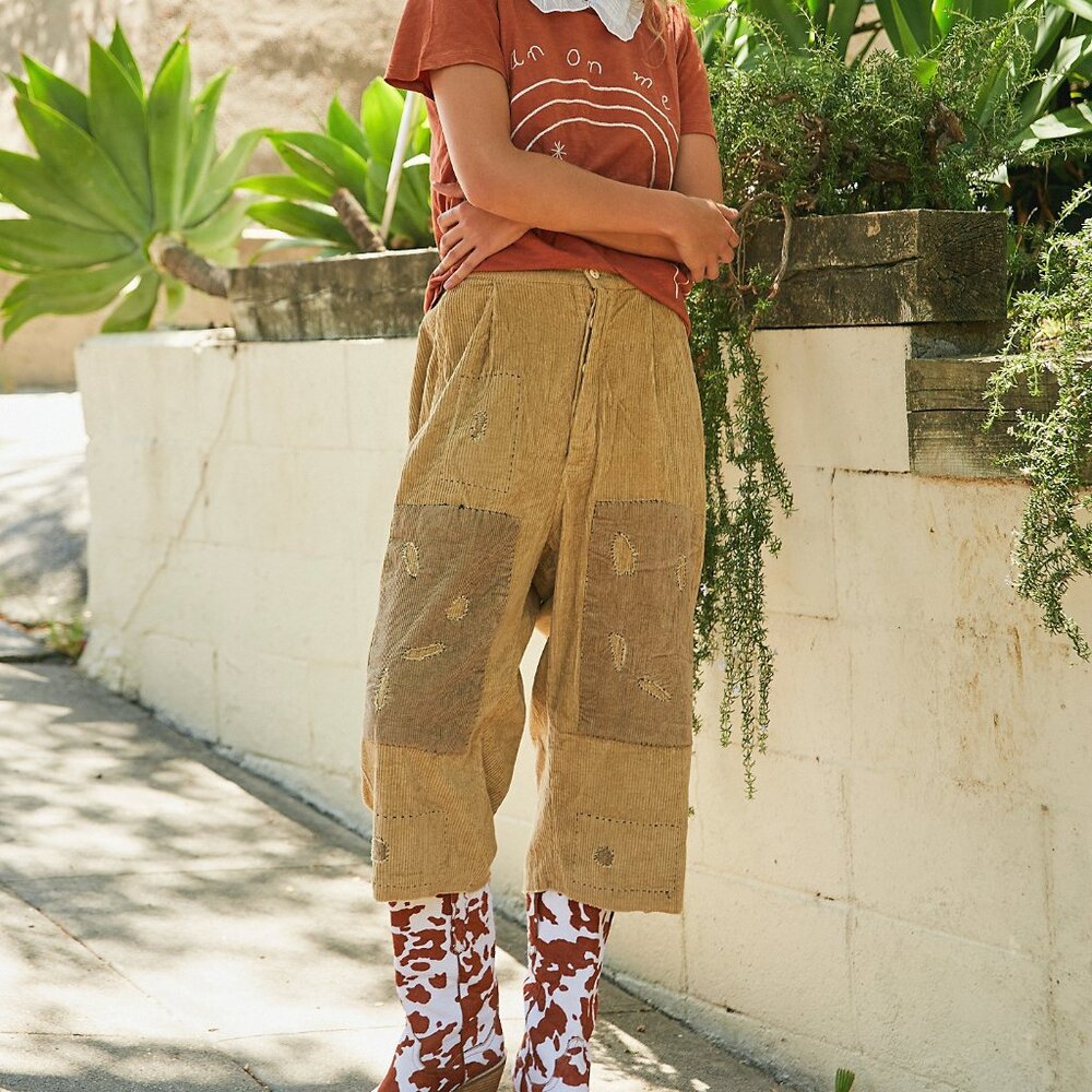 Magnolia Pearl X Free People RARE Corduroy Patchwork French Work Miner Pants